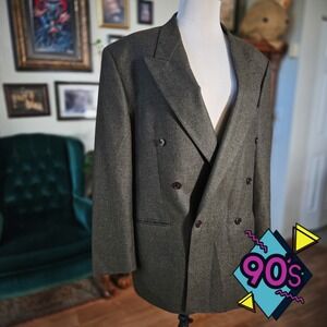Vintage 90s Urbis Double Breasted Men's Italian Blazer Wool Power Suit Jacket